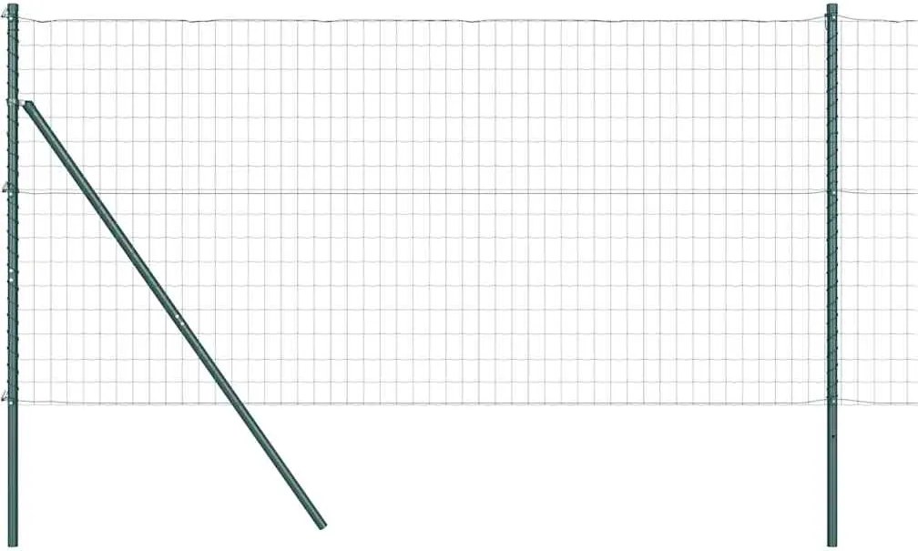 vidaXL Kerítés oszlopokkal Zöld 1 x 10 m Acél és PVC