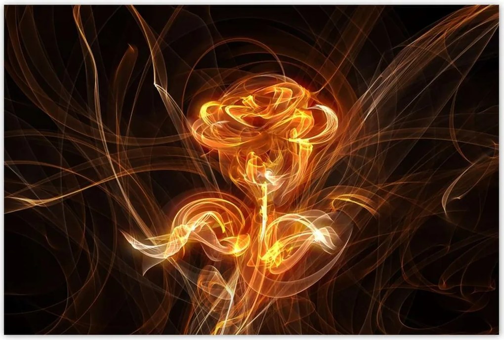 Poszterek 120x80 Lángoló fraktál rózsa