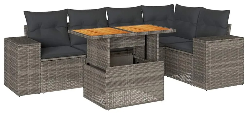 6 részes szürke polyrattan kerti ülőgarnitúra párnákkal