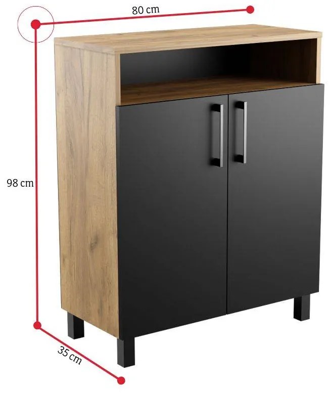 ERNA komód, 80x98x35, kraft tölgy