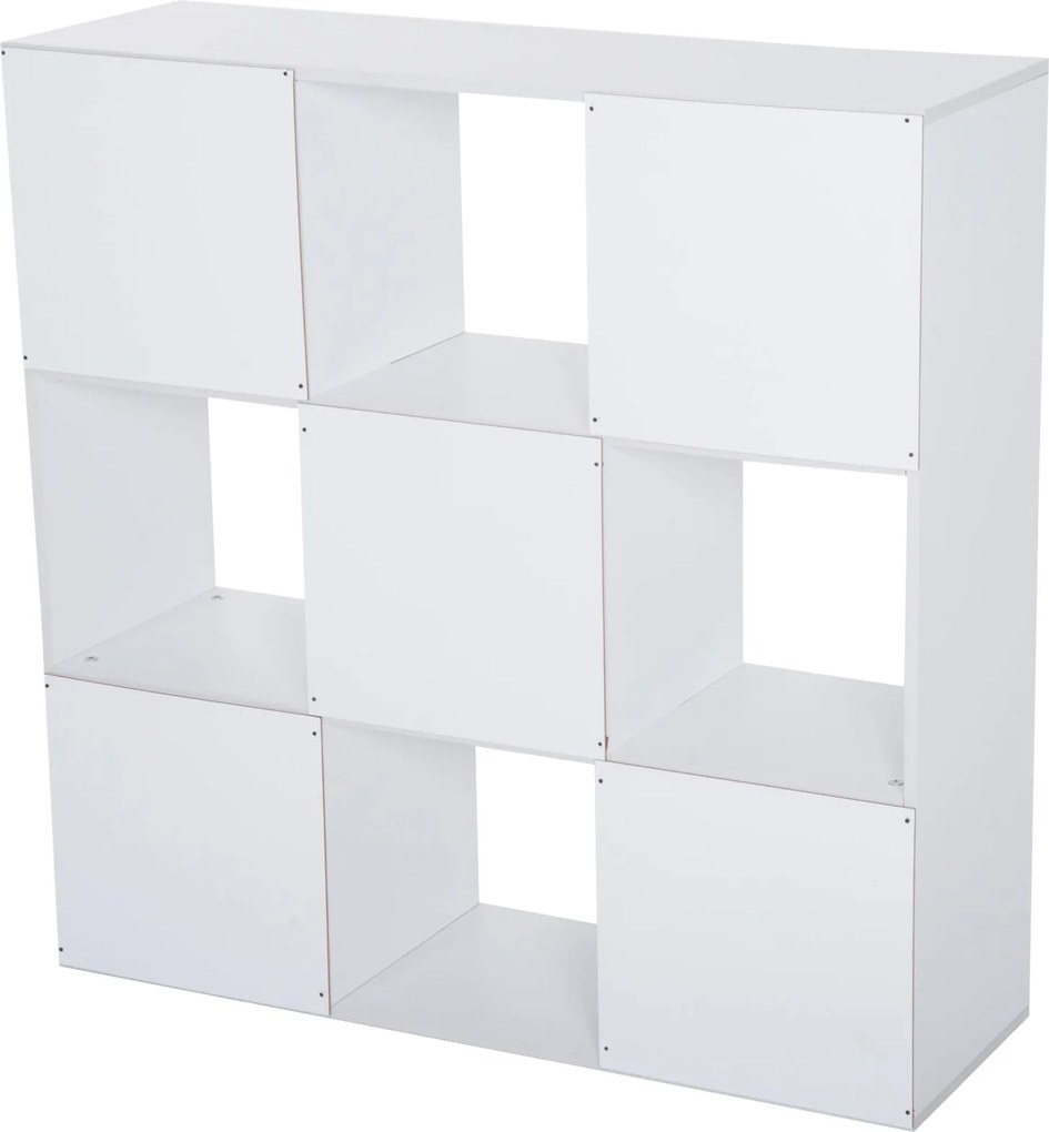 HOMCOM 3 szintes könyvespolc tároló szekrény 9 rekeszes önálló polc szobai elválasztó állvány 91,5x29,5x91,5 cm Fa | Aosom