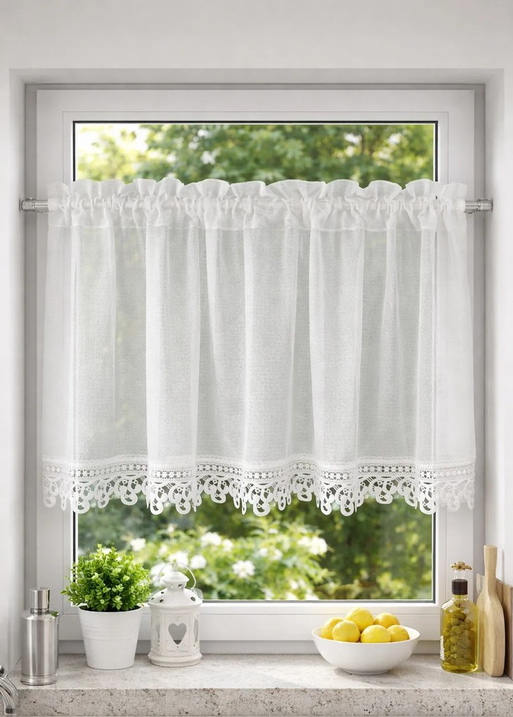 Irigy Hónaljmirigy francia fátyol csipkével a konyhába fehér alagúthoz 60x250