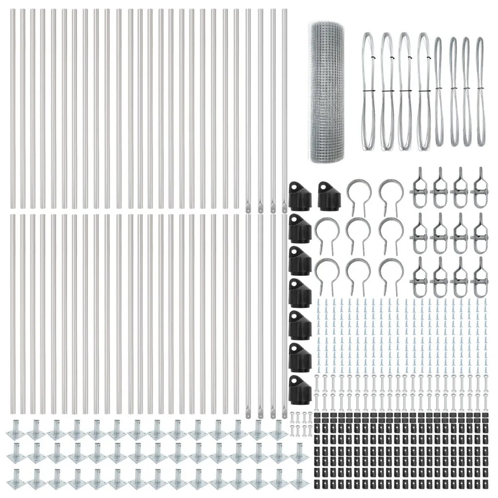 Horganyzott Drótháló Kerítés 13 Belső Flangolt Oszloppal 0.4x100 m Horganyzott Acél