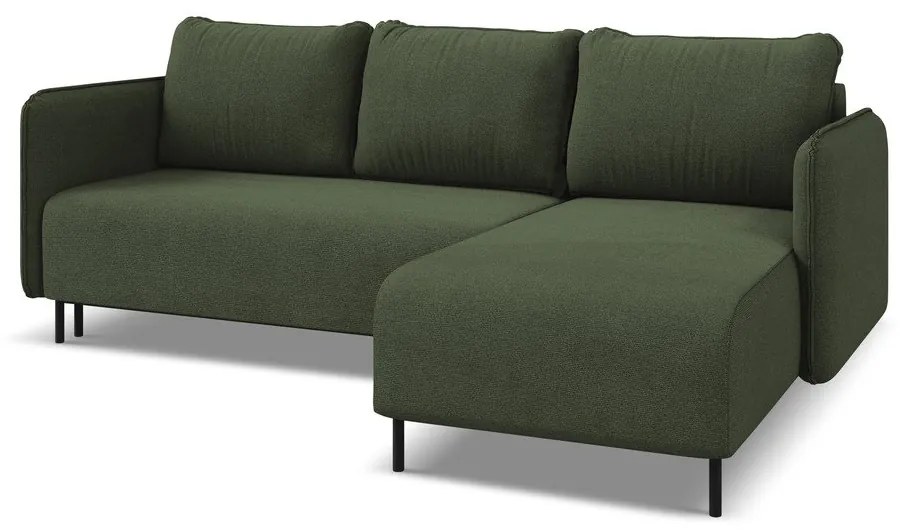 Zöld kinyitható-tárolóhelyes sarokkanapé (jobb oldali) Luana – Makamii