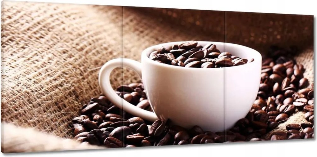 Vászonkép 150x70 Kávébabokkal teli csésze