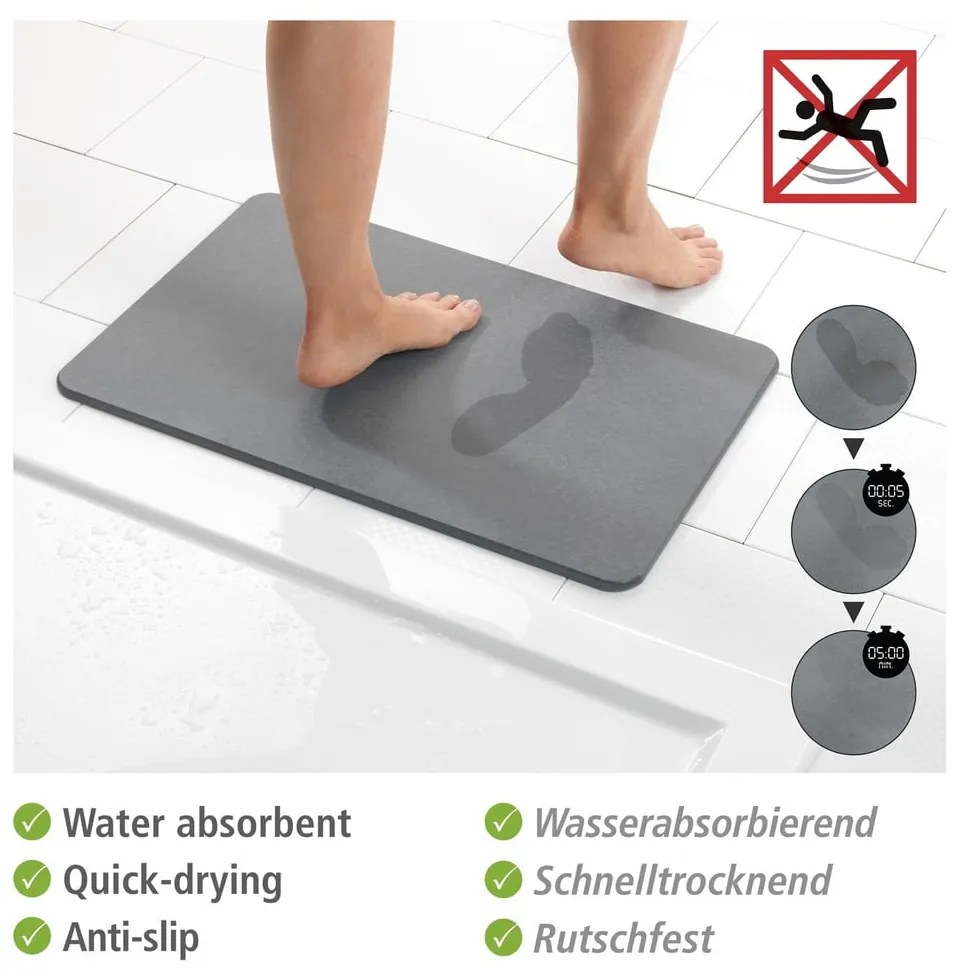 Szürke kovaföld fürdőszobai kilépő 39x60 cm Simi – Wenko