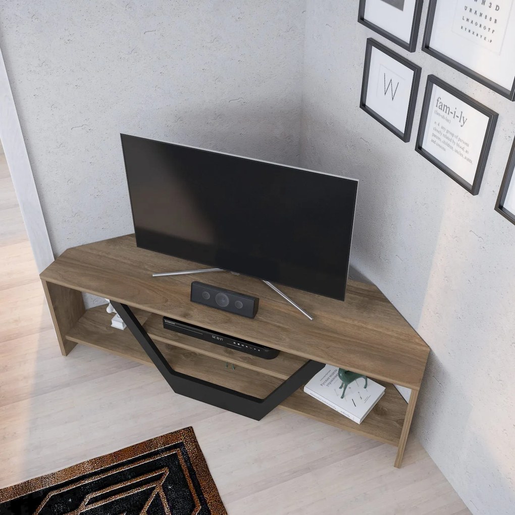 TV szekrény Sares - Walnut, Black