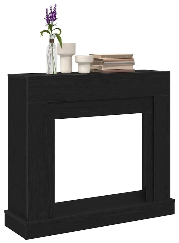 fekete tölgy színű szerelt fa kandallóburkolat 100x30x87,5 cm