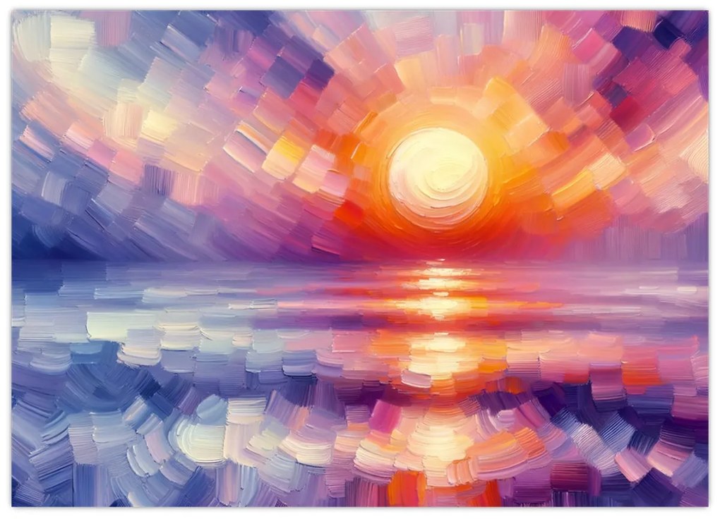 Üveg kép - Színes művészi naplemente (70x50 cm)