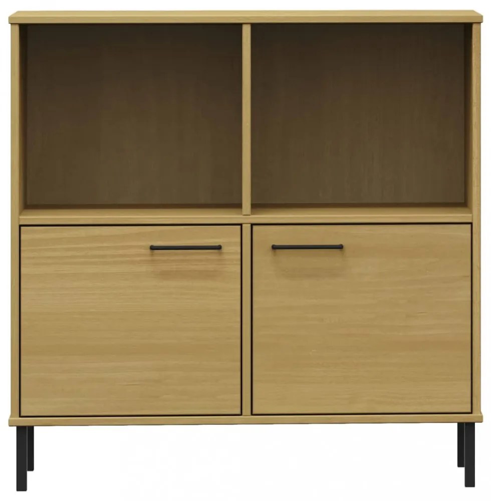 OSLO barna tömör fa könyvszekrény fém lábakkal 90x35x90,5 cm