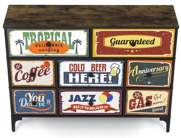 Többszínű MDF Komód 103×30×78 cm. AUK-W2104 BK