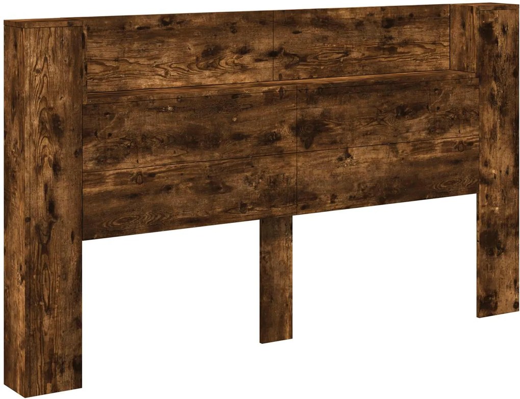 vidaXL LED-es Fejtámla Szekrény Füstölt Tölgy 180 x 16,5 x 103,5 cm