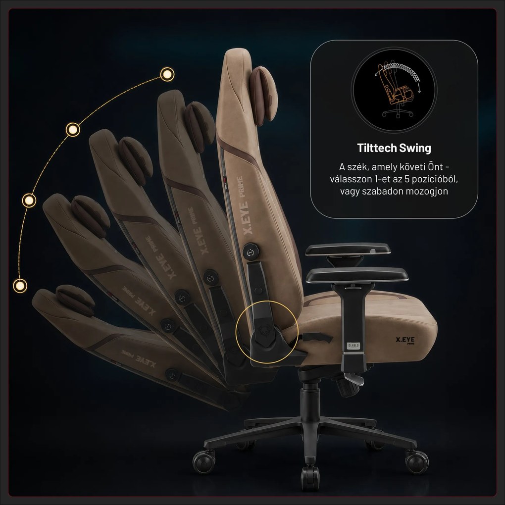 Gamer szék szövet szürke, Normal: Diablo X.Eye Prime Elephant Grey