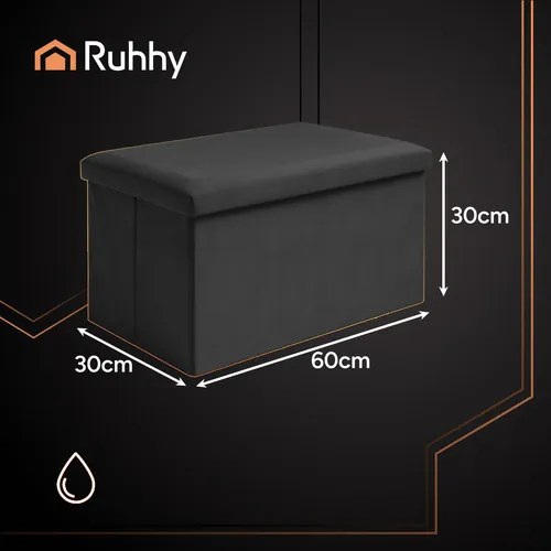 Black velvet pouf 60x30x30 cm Ruhhy 25995