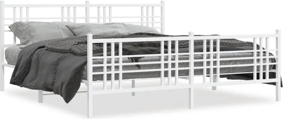 vidaXL fehér fém ágykeret fej- és lábtámlával 193 x 203 cm