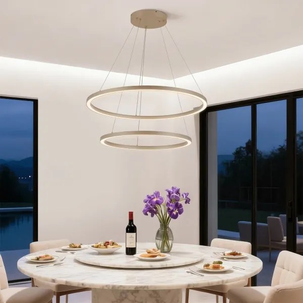Brilagi - LED dimmelhető függeszték PORTOFINO LED/98W/230V átm. 80 cm bézs + távirányító
