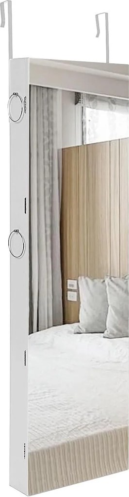 Tükrös ékszerszekrény 37 x 10 x 120 cm, zárható, fehér