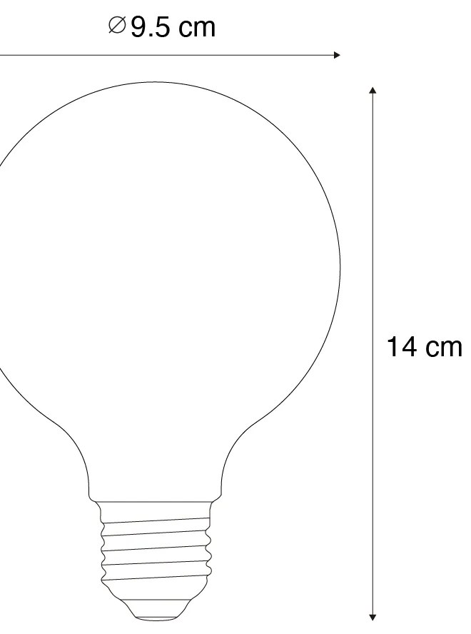 5 darabos E27 szabályozható LED spirál izzószálas G95 arany izzó szett 4W 270LM 2100K