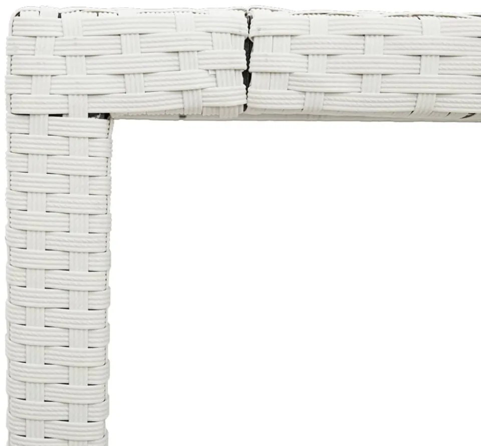 fehér polyrattan üveglapos kerti asztal 150 x 90 x 75 cm