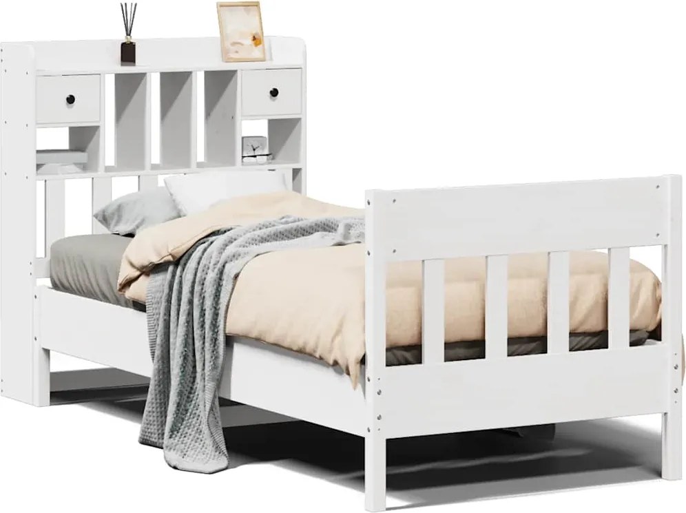 vidaXL fehér tömör fenyőfa ágykeret matrac nélkül 90 x 190 cm