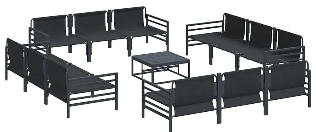 Kerti Kanapé Szett 13 pcs Antracitszürke Acél
