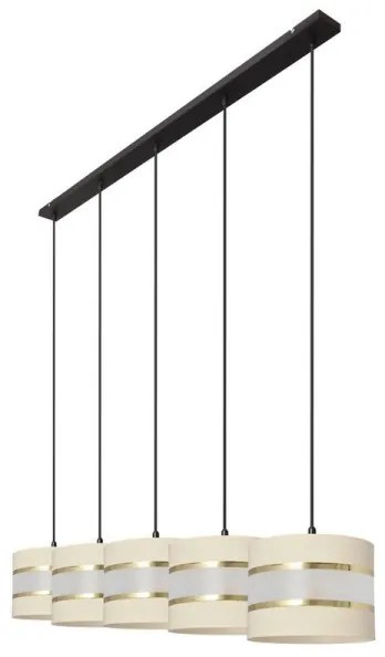 Csillár zsinóron HELEN 5xE27/15W/230V krém/fekete/arany
