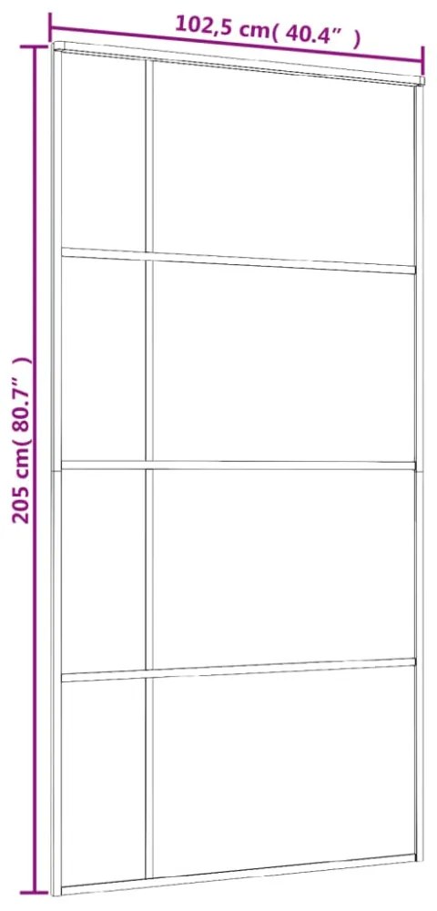 fekete ESG üveg és alumínium tolóajtó 102,5x205 cm
