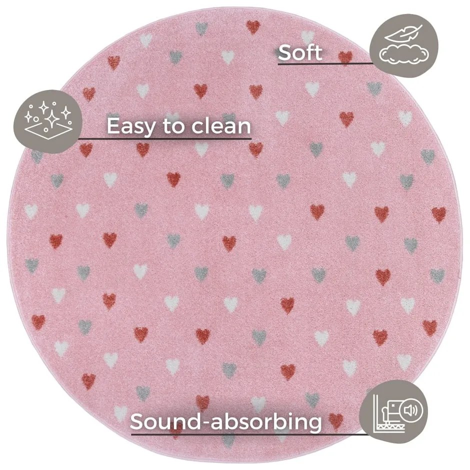 Rózsaszín gyerek szőnyeg ø 100 cm Little Hearts – Hanse Home