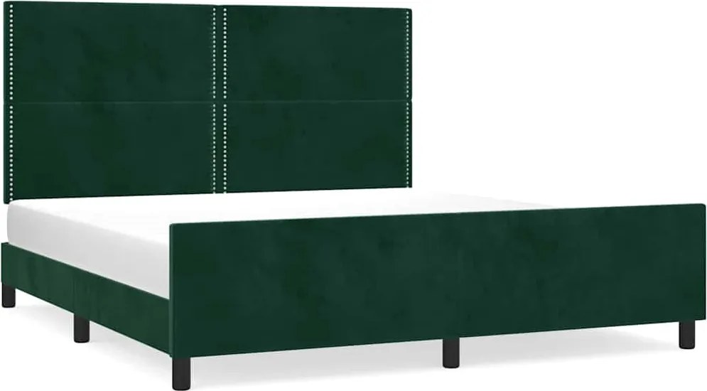 vidaXL sötétzöld bársony ágykeret matrac nélkül 200x200 cm