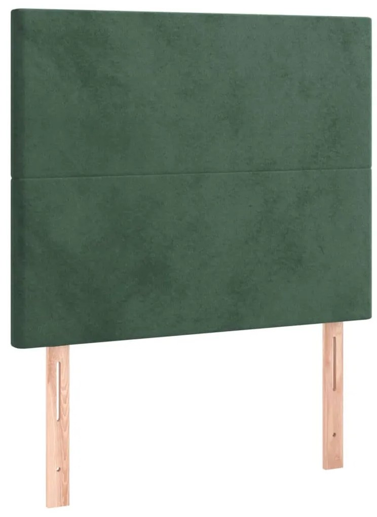 sötétzöld bársony LED-es fejtámla 90x5x118/128 cm