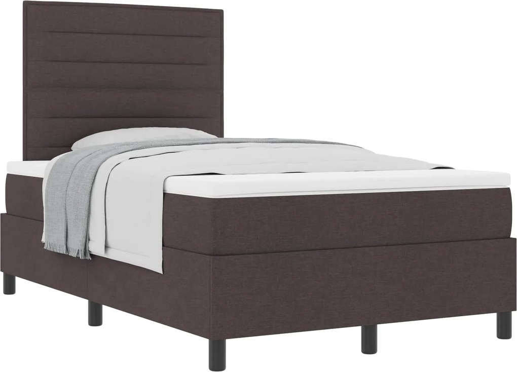 vidaXL Boxrugós ágy matracmal Sötét Barna 120 x 190 cm szövet