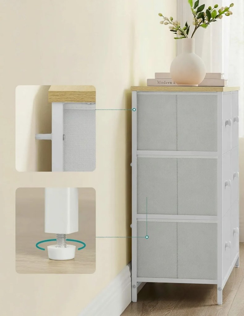 Komód fiókos dobozokkal HESTO 80x71 cm, tölgy/fehér