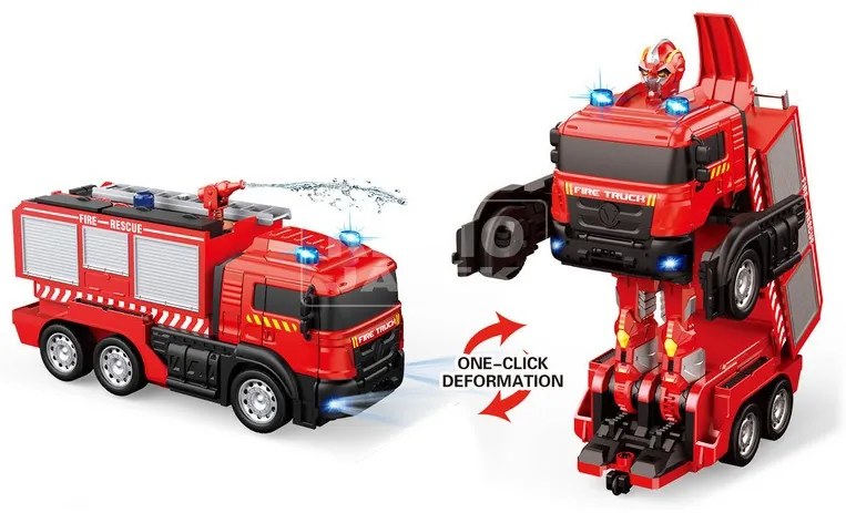 RC transzformer tűzoltó autó, vizet spriccel Akkus 3.7V