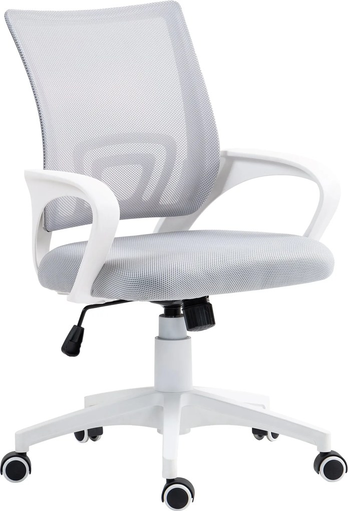 HOMCOM Hálós Irodai Szék Forgószék Állítható Magassággal, Ringató Funkcióval és Deréktámasszal, 120 kg Terhelhetőség, Szürke | Aosom
