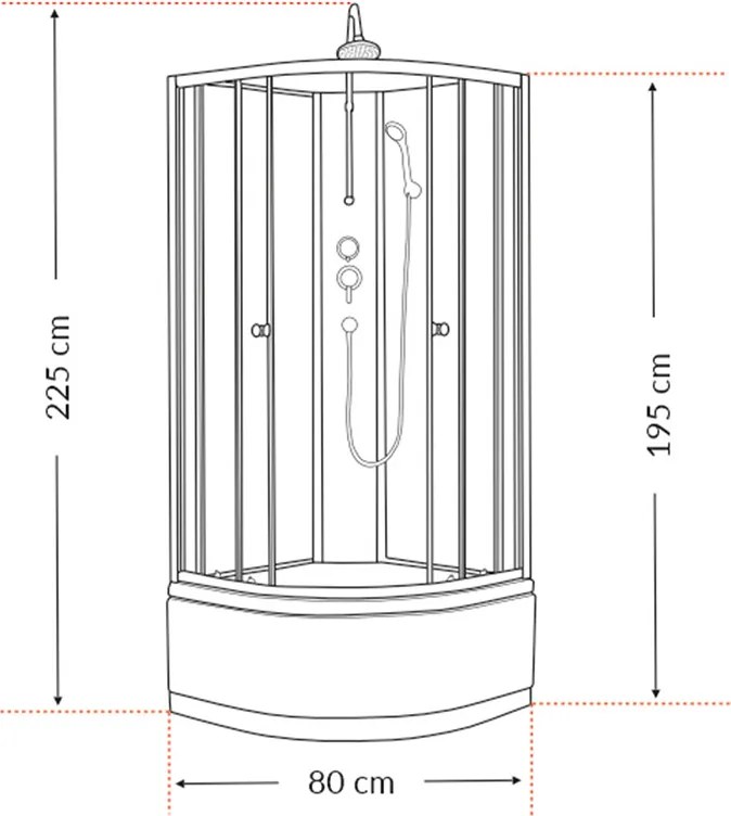 Karolino 80 black mélytálcás zuhanykabin