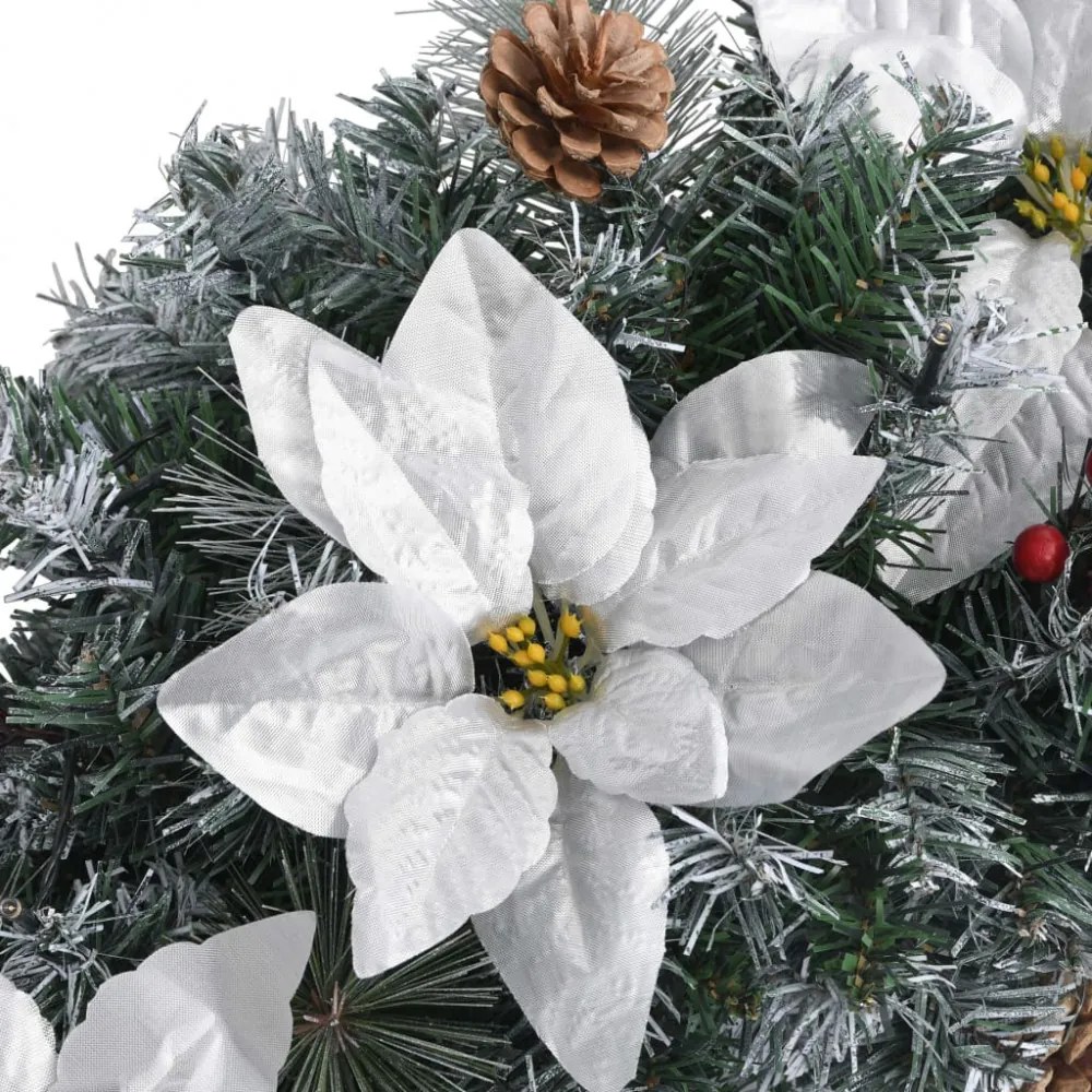 Zöld pvc karácsonyi koszorú led-lámpákkal 60 cm