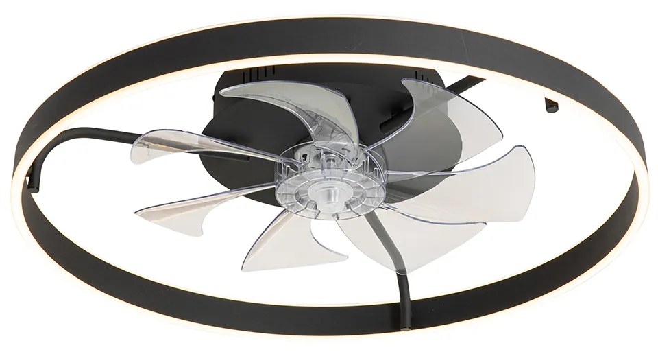 Mennyezeti ventilátor fekete 70 cm LED-del, fényerőszabályzóval és távirányítóval - Maddy