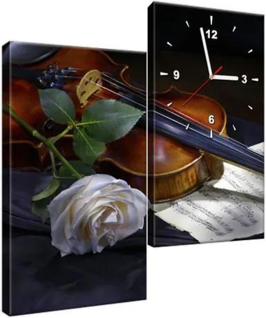 Órás falikép Hegedű és a fehér rózsa 60x60cm ZP2349A_2J
