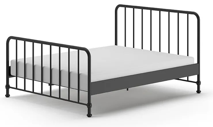 Fekete fém franciaágy ágyráccsal 160x200 cm BRONXX – Vipack
