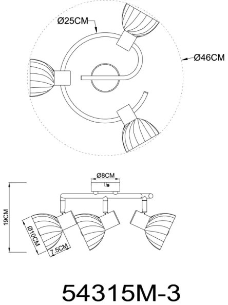 Globo 54315M-3 - Spotlámpa ZACHERY 3xE14/40W/230V arany
