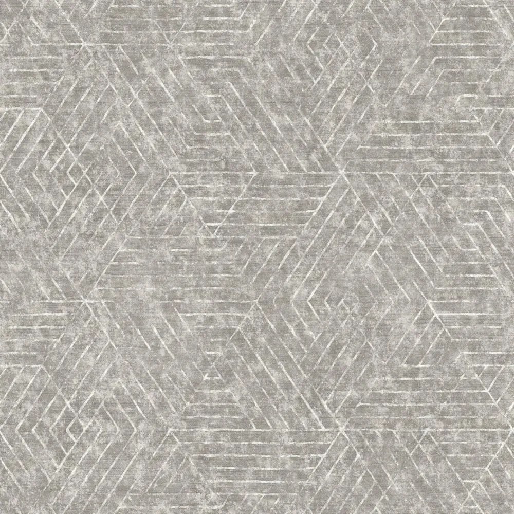 Csíkos És Háromszög Mintás Tapéta, Szürke