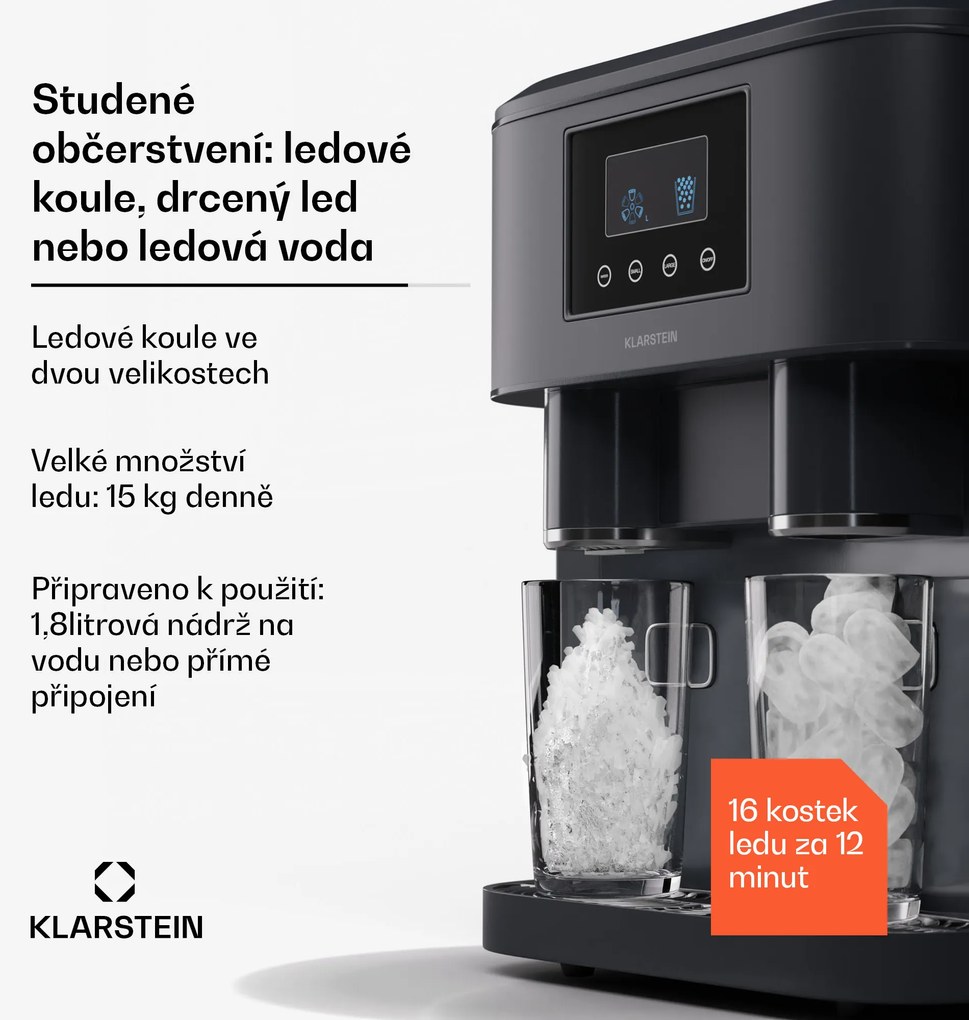 Klarstein Eiszeit Crush, jégkocka készítő, 2 méret, zúzott jég