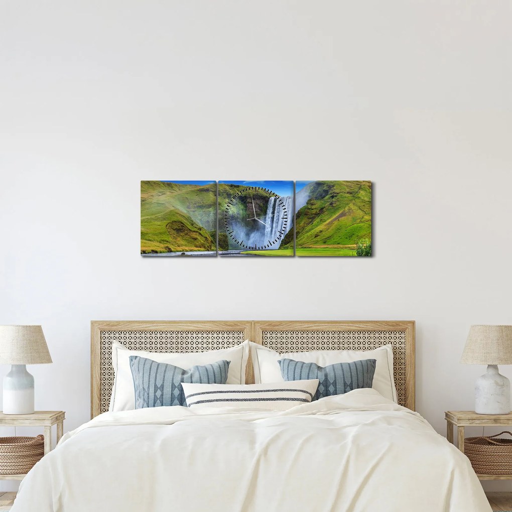 Kép - Seljalandsfoss vízesés (órával) (90x30 cm)