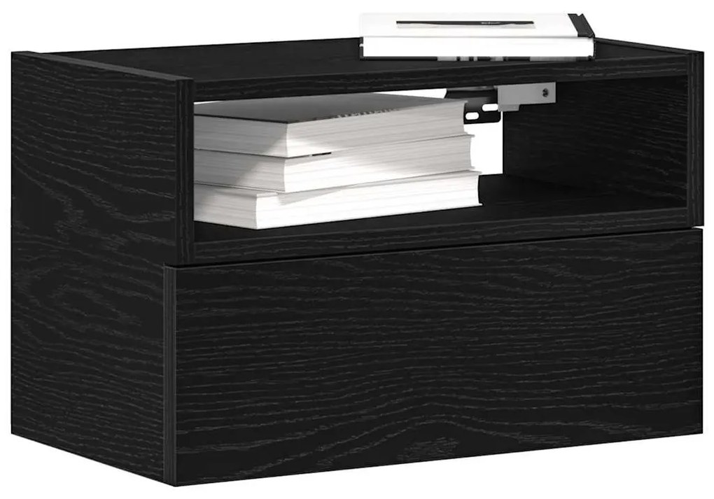2 db fekete falra szerelhető éjjeliszekrény 45 x 26 x 28,5 cm