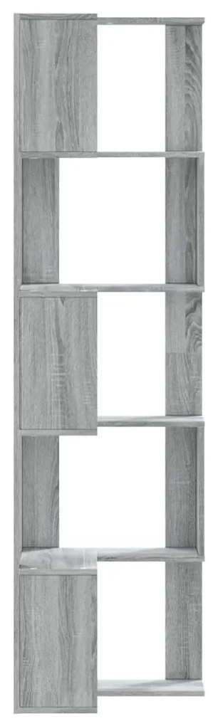 5 szintes szürke szerelt fa sarok könyvespolc 50 x 50 x 179 cm