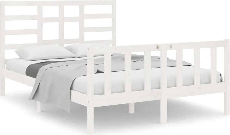 vidaXL Small Double fehér tömör fa ágykeret 120 x 190 cm