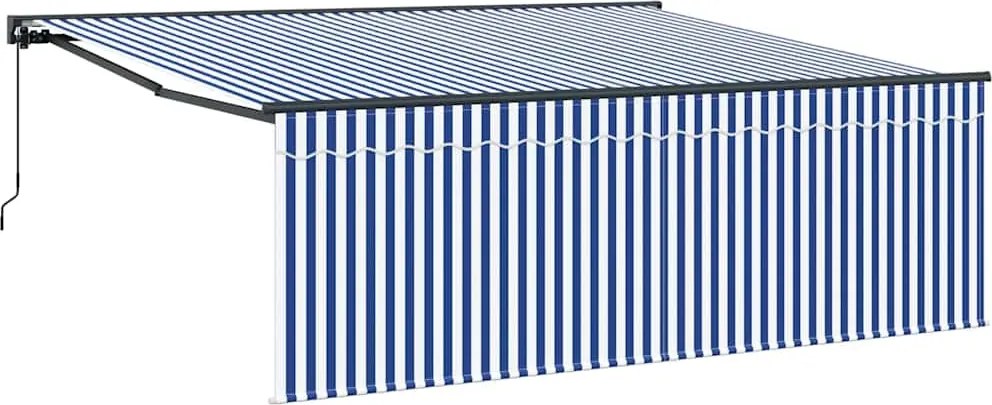 vidaXL Behúzható napellenző Kék és Fehér 400 × 300 cm