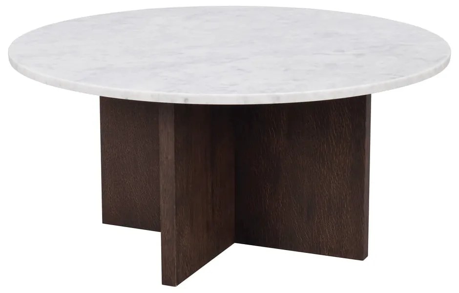 Fehér-barna márvány kerek dohányzóasztal 90x90 cm Brooksville - Rowico