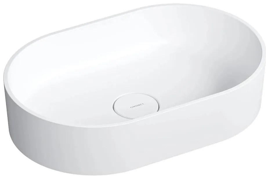 OMNIRES OVOUNBM - OVO 55x36 cm dolomit mosdó, matt fehér, pultba szerelhető