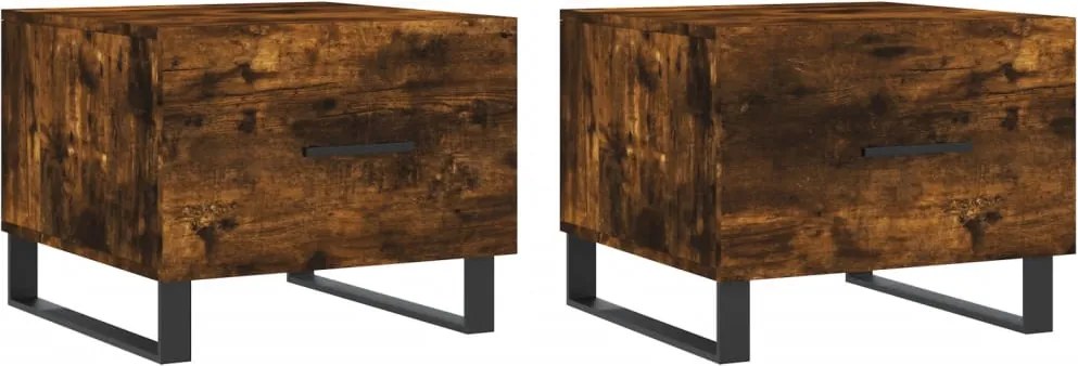 vidaXL 2 db füstös tölgy szerelt fa dohányzóasztal 50 x 50 x 40 cm